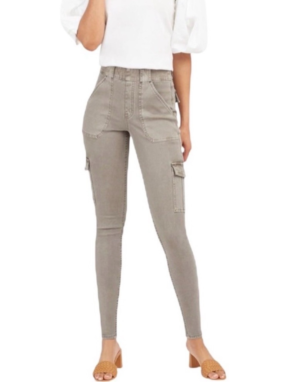 SPANX Stretch Twill Ankle Cargo Pant Pants Olive Green 1X